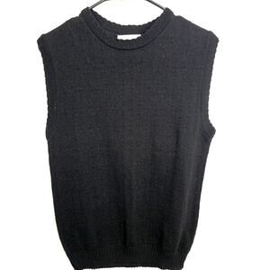 Pendleton Vintage 1970s Black‎ Scallop Sleeveless Sweater Medium Preppy Classic